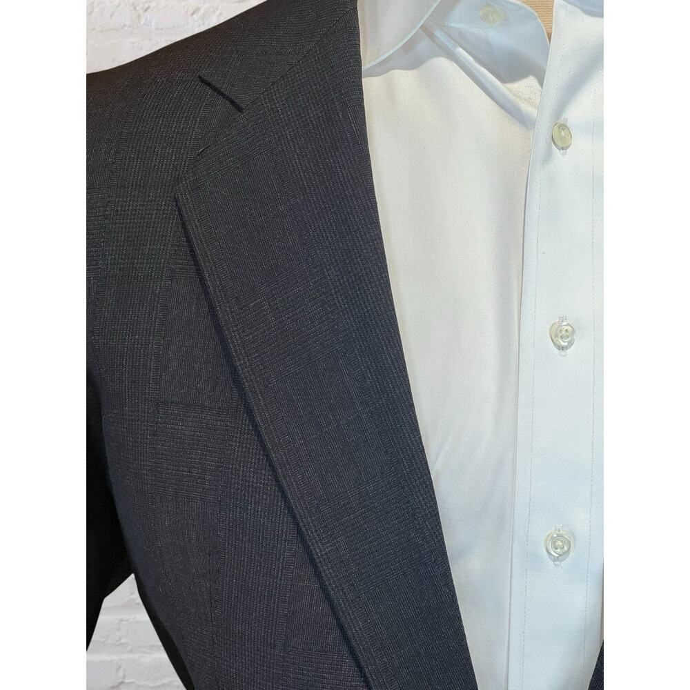 Vtg Hart Marx x Barrister 44L Brown Gray Tonal Ghost Glen Plaid Blazer Jacket - Picture 6 of 15